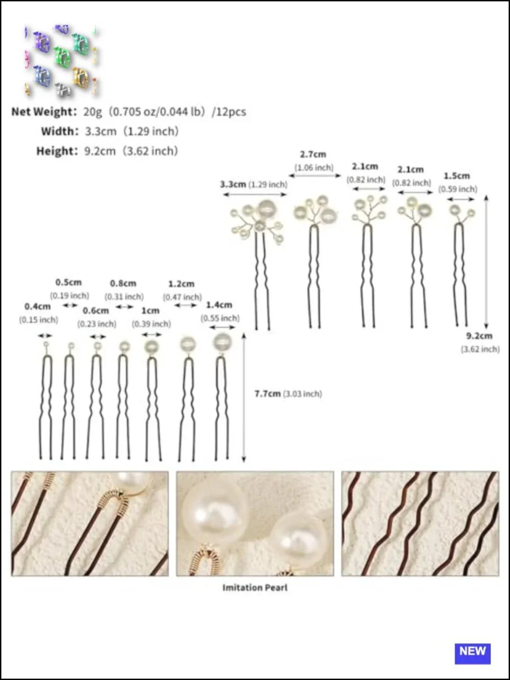 12 Pearl Hair Pins U Shaped Bridal Hair Accessories Handmade Decorative Bobby